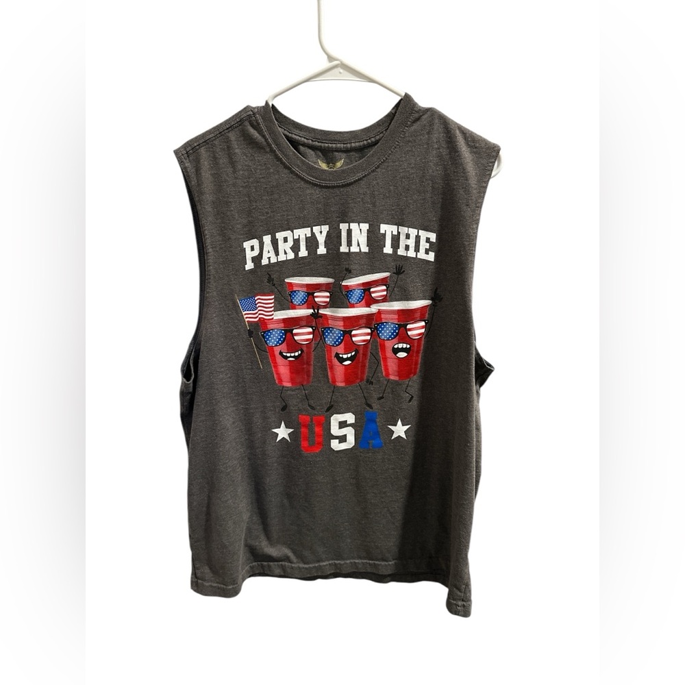 Faded Glory "Party in the USA" Sleeveless Graphic‎ T-Shirt – Men's Size
